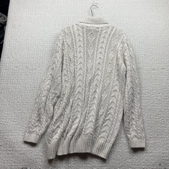 VTG 90's Cotton Road Cable Knit Turle Neck Sweater Wom Sz L Scandinavian Sailor - Picture 9 of 12